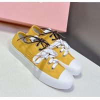 ​Market Sells Miu Miu Washed Denim Sneakers with Double Lace 5E384E Yellow 2025