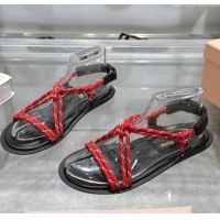 Best Price Miu Miu Riviere Cord Flat Sandals 5X420E Red 2025