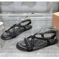 ​Inexpensive Miu Miu Riviere Cord Flat Sandals 5X420E Black 2025