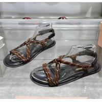 ​Top Quality Miu Miu Riviere Cord Flat Sandals 5X420E Brown 2025