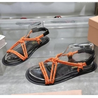 ​Noble Discount Miu Miu Riviere Cord Flat Sandals 5X420E Orange 2025