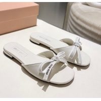 ​Market Sells Miu Miu Nappa Leather Flat Slides Sandal with Bow 042602 White 2025
