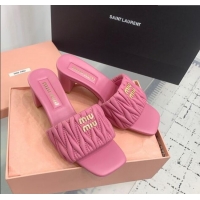 New Release Creation Miu Miu Matelasse Nappa Leather Heel Slides Sandal 5.5cm 5XX657 Pink 2025