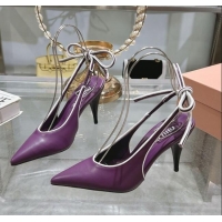 Most Popular Miu Miu Nappa Leather Slingback Pumps 9cm with Back Lace 5I430E Purple 2025