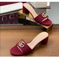Lower Price Gucci GG Canvas Heel Slides Sandal 5cm with Strass Double G Red 2025 GG042301