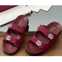Stylish Gucci GG Canvas Flat Slides Sandal with Strass Double G Red 2025 816633