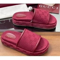 Stylish Gucci Original GG Canvas Platform Slides Sandal Red 2025 816797