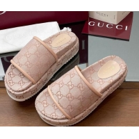 Purchase Gucci Original GG Canvas Platform Slides Sandal Light Pink 2025 816797