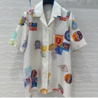 Buy Inexpensive Louis Vuitton Printed Silk Shirt 042978 White 2025