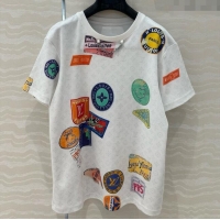 Luxury Cheap Louis Vuitton Mahina Patch Print T-Shirt 1AHITR White 2025