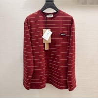 Buy Discount Miu Miu Striped Cotton Long Sleeve Top M1025 Deep Red 2025