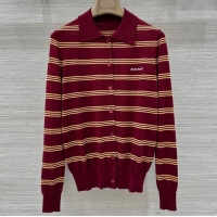 ​Market Sells Miu Miu Striped Cashmere and Silk Polo Shirt 1025 Red 2025
