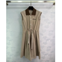 Original Cheap Miu Miu Check Dress 0411 Beige 2025