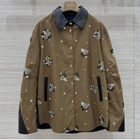 Top Quality Miu Miu Cotton & Lambskin Oversized Jacket with Sequins 1042 Green/Black 2025