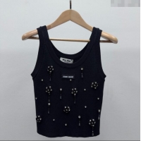 ​Reasonable Price Miu Miu Wool Vest with Strass 30073 Black 2025