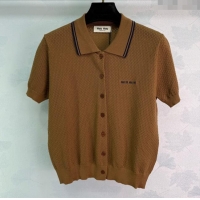 ​Buy Fashionable Miu Miu Wool Blend Knit Top 30053 Brown 2025