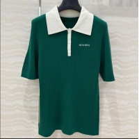 Market Sells Miu Miu Wool Blend Knit Polo Shirt 042981 Green 2025