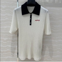 Best Grade Miu Miu Wool Blend Knit Polo Shirt 042981 White 2025