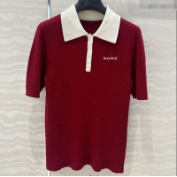 Lowest Cost Miu Miu Wool Blend Knit Polo Shirt 042981 Red 2025
