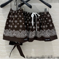 Grade Quality Miu Miu Paisley Printed Vest and Shorts Set 0429 Brown 2025