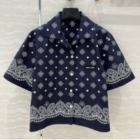 Original Cheap Miu Miu Paisley Printed Shirt 0429 Blue 2025