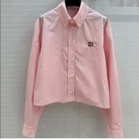 Market Sells Cheap Miu Miu Cotton Shirt 30068 Pink 2025