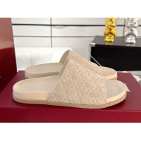 Perfect Gucci GG Suede Flat Slides Sandal with Wide Strap Beige 2025 834941