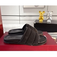 Luxurious Gucci GG Padded Canvas Flat Slides Sandal with Wide Strap Black 2025 838089