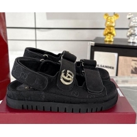 Good Looking Gucci GG Canvas Strap Sandals with Double G Black 2025 816630
