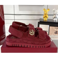 Most Popular Gucci GG Canvas Strap Sandals with Double G Red 2025 816630