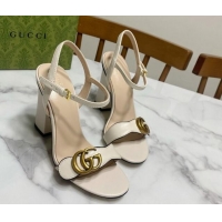 Purchase Gucci Leather Wave Heel Sandals 10cm White 2025 GG042304