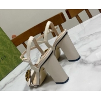 Purchase Gucci Leather Wave Heel Sandals 10cm White 2025 GG042304
