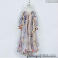 Top Design Zimmermann Linen Blend Dress 0410 Purple 2025