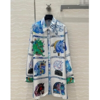 Market Sells Hermes Chevaloscope Silk Long Shirt 1009 White/Blue 2025