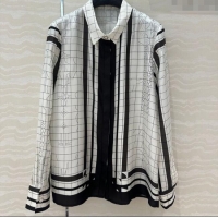 Inexpensive Hermes Coaching Deja Vu Silk Shirt 30047 White/Black 2025