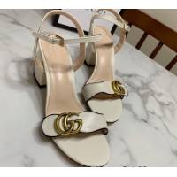 Perfect Gucci Leather Wave Heel Sandals 7cm White 2025 GG042304