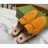 Unique Style Gucci Princetown Suede Flat Slippers Yellow 2025 557730