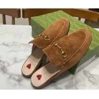 Durable Gucci Princetown Suede Flat Slippers Brown2 2025 557730