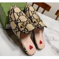 Good Looking Gucci Princetown Jumbo GG Canvas Flat Slippers Beige/Black 2025 557730