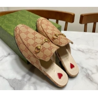 Best Price Gucci Princetown GG Embroidered Canvas Flat Slippers Camel 2025 557730
