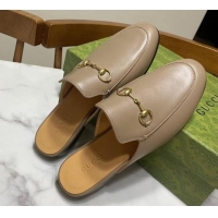 Stylish Gucci Princetown Calf Leather Flat Slippers Grey 2025 557730