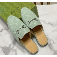 Best Price Gucci Princetown GG Denim Flat Slippers Light Green 2025 557730
