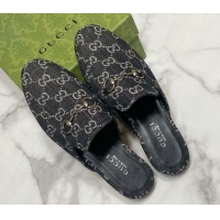 Low Cost Gucci Princetown GG Denim Flat Slippers Black 2025 557730