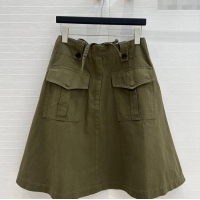 Buy Discount Prada Cotton Denim Skirt 042901 Green 2025