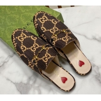 Good Product Gucci Princetown GG Check Fabric Flat Slippers Brown 2025 557730