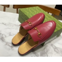 Charming Gucci Princetown Calf Leather Flat Slippers Red 2025 557730