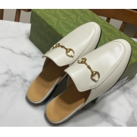 Unique Style Gucci Princetown Calf Leather Flat Slippers White 2025 557730