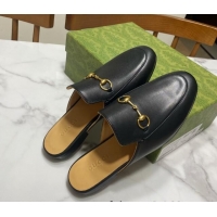 Durable Gucci Princetown Calf Leather Flat Slippers Black 2025 557730