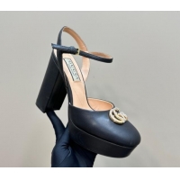 Luxury Gucci Calfskin Platform Pump with Double G 817258 Black