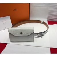 Super Quality Hermes Kelly Pocket 18 Pouch Belt 1.8cm with Silver Hardware in Crocodile Leather 8211 White 2025